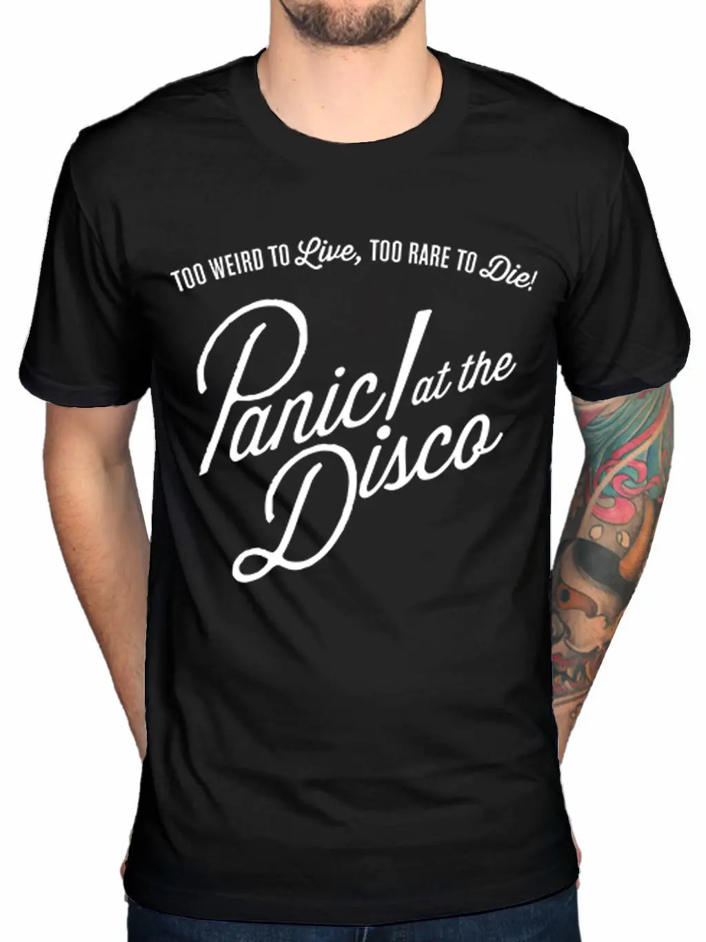 Фото Panic at the Disco Мужские Черный Хлопок Топ Футболка 2017 Мужчины Мода|men fashion t shirt|men shirtmens