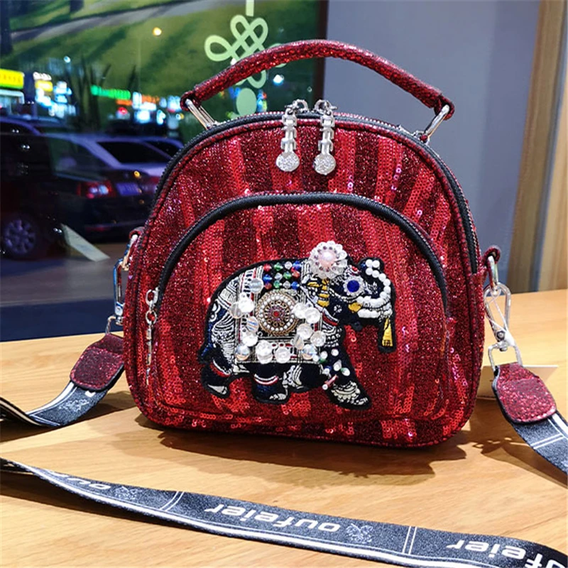 Women Shoulder Bags Elephant Sequins Totes Black Luxury Women Zipper Leather Punk Handbags Rivets Ladies Small Crossbody Bags
Women Shoulder Bags Elephant Sequins Totes Black Luxury Women Zipper Leather Punk Handbags Rivets Ladies Small Crossbody Bags