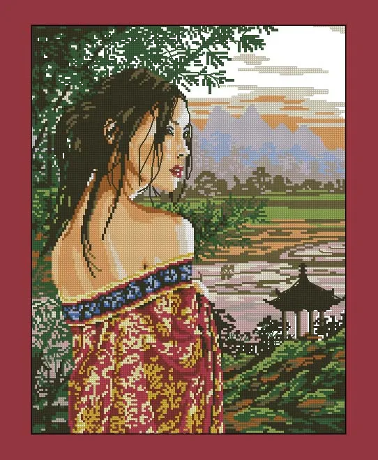 Top Quality Beautiful Counted Cross Stitch Kit Pensee D'Orient Thought of the East Chinese Beauty Woman Lady Girl luca-s luca
Top Quality Beautiful Counted Cross Stitch Kit Pensee D'Orient Thought of the East Chinese Beauty Woman Lady Girl luca-s luca