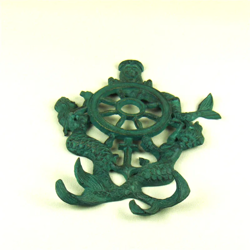 Antique Cast Iron Mermaid Miniature Wall Mounted Metal Anchor Model Mural Helm Hook Nautical Decor Gadget Art Craft Accessories | Дом и сад