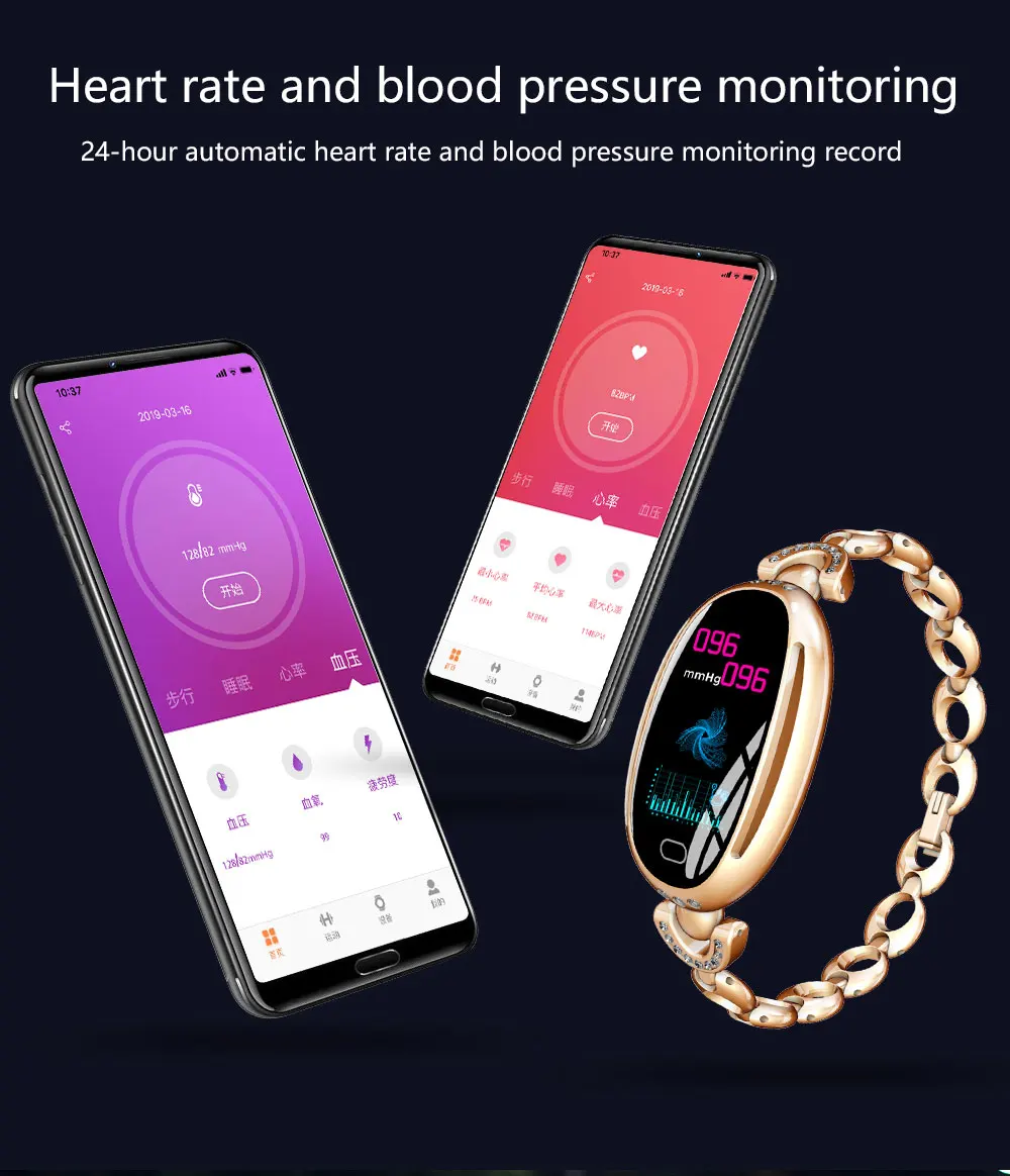 696 E68 Smart Watch Women Bracelet Fitness Tracker Heart Rate Blood Pressure Female Sport Wristband Pk honor band 4 | Электроника