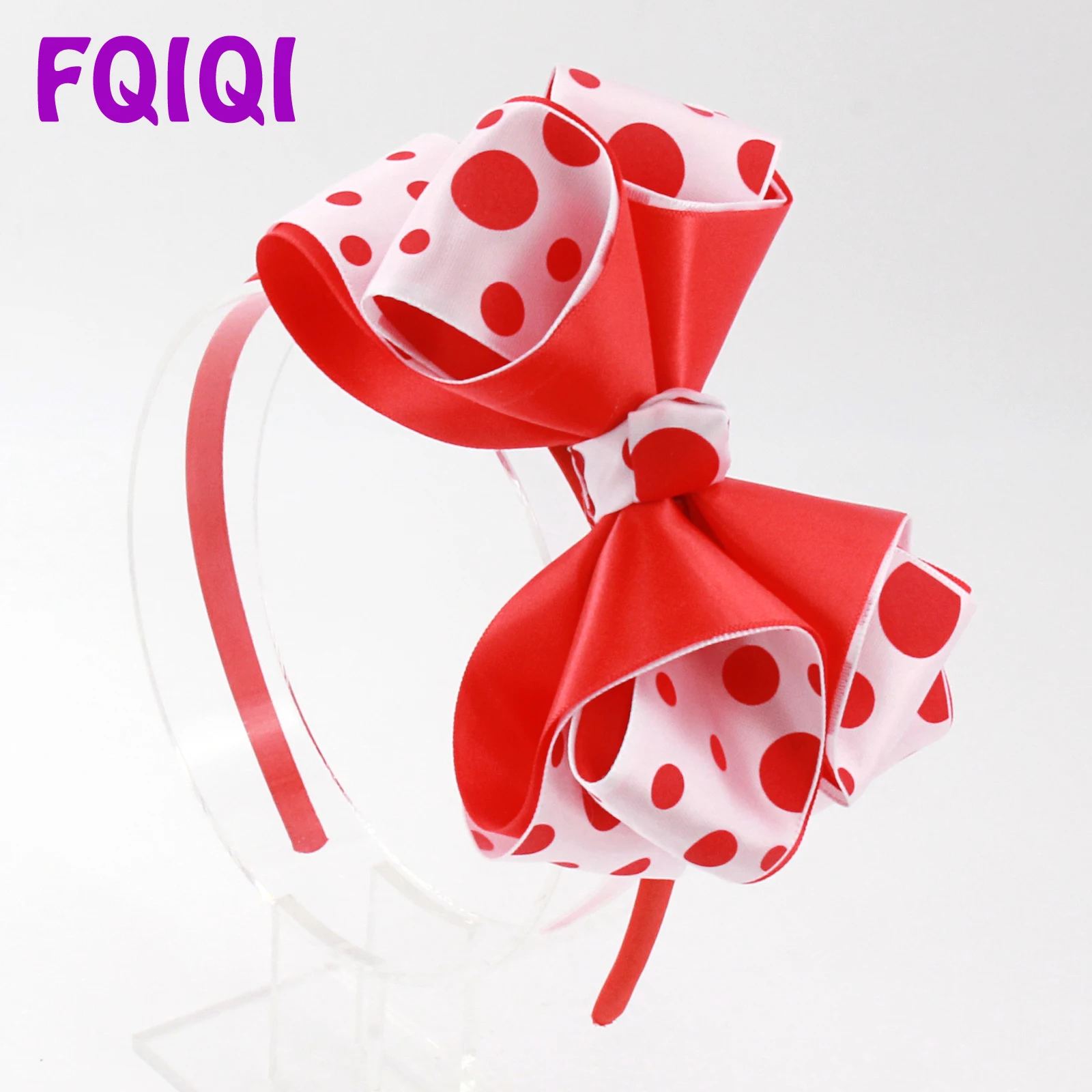 FQIQI 5 дюймов Большая лента белый в красный горошек 3D ручной работы волосы Детская