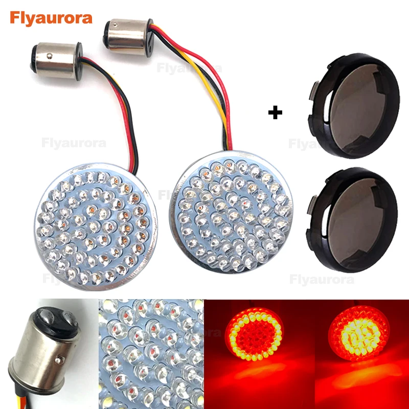 

2" Bullet Style 1157 White/Amber/Red LED Inserts Turn Signal Light Panel For Sportster Softail Touring Dyna 2011-2017