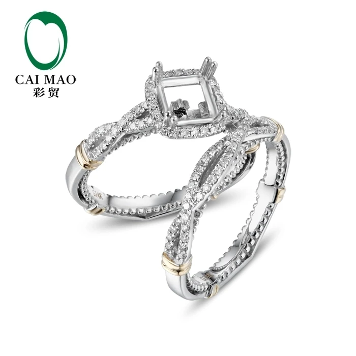 CaiMao Princess cut Semi Mount Ring Settings & 0.47ct Diamond 14k White & Yellow Gold Gemstone Engagement Ring Fine Jewelry
CaiMao Princess cut Semi Mount Ring Settings & 0.47ct Diamond 14k White & Yellow Gold Gemstone Engagement Ring Fine Jewelry