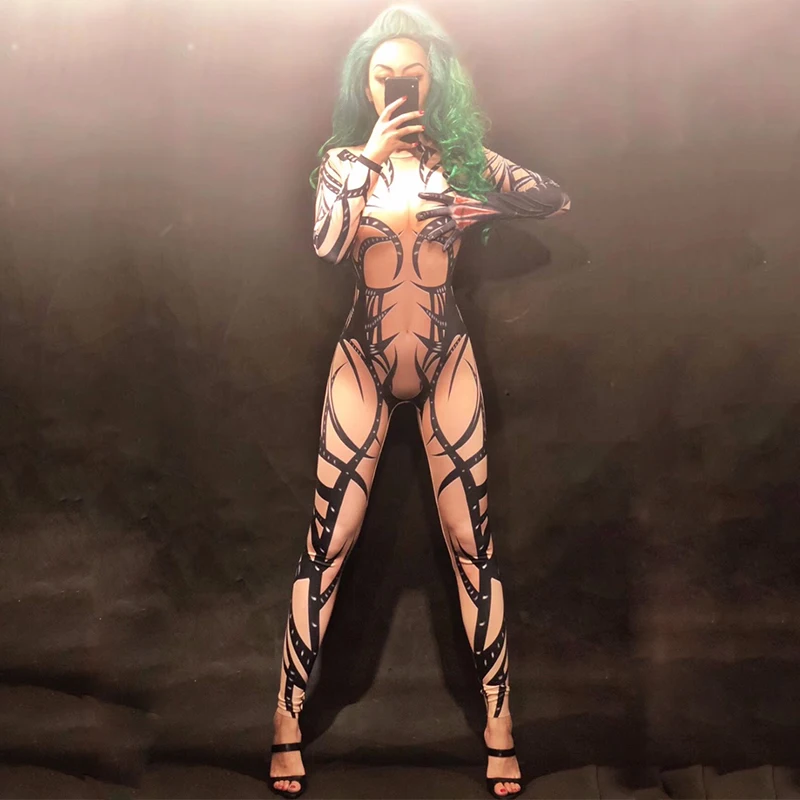 Women Men Stage Skin Color Jumpsuit 3D Printed Black Totem Bodysuit Nightclub Party Celebrate Dancer Singer Stage Wear DNV10285
Women Men Stage Skin Color Jumpsuit 3D Printed Black Totem Bodysuit Nightclub Party Celebrate Dancer Singer Stage Wear DNV10285