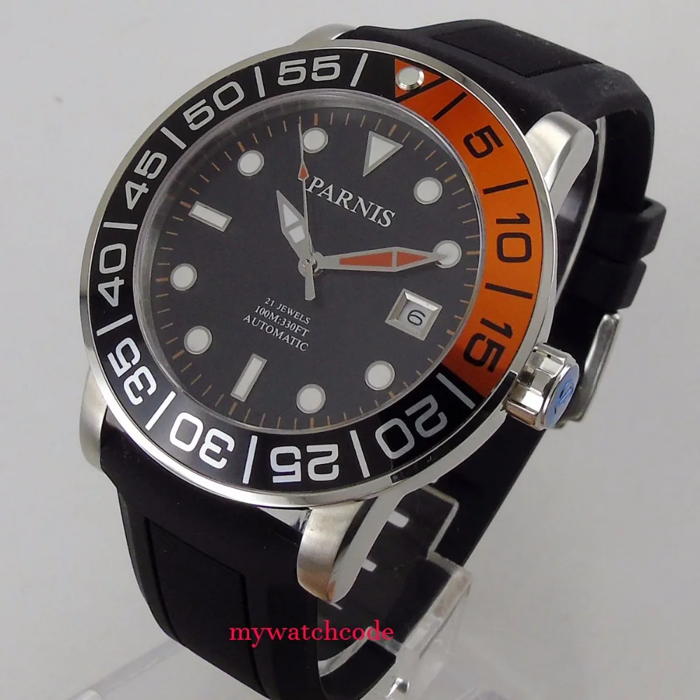 42mm Parnis black dial Sapphire glass date window Miyota automatic men watch 370
42mm Parnis black dial Sapphire glass date window Miyota automatic men watch 370