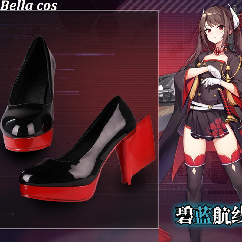 Харуна Косплей Azur Lane Kantai Коллекция обувь для маскарада на высоком каблуке черные
