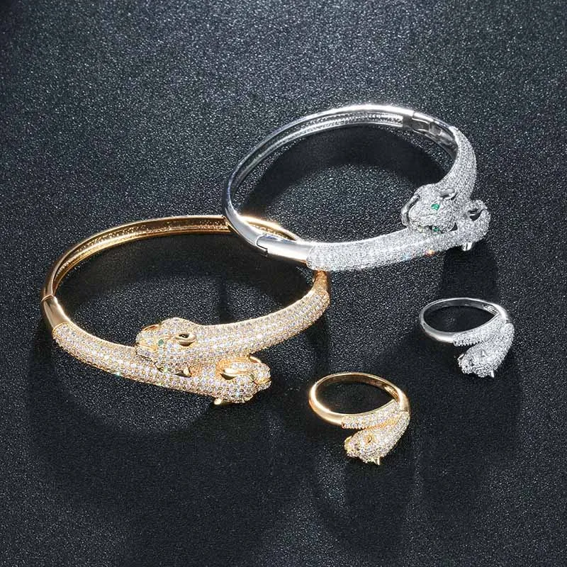 HONGHONG High-quality Bangle & Bracelet Rings Jewelry Sets for Women Leopard head Shape Fashion Jewelry Accessory
HONGHONG High-quality Bangle & Bracelet Rings Jewelry Sets for Women Leopard head Shape Fashion Jewelry Accessory