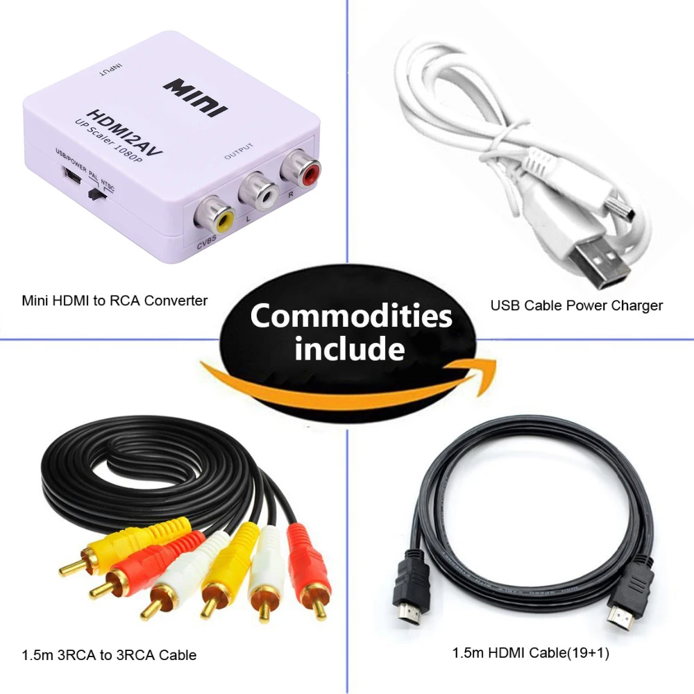 SGEYR HDMI to RCA Converter 1080p HDMI to AV CVBS Composite Video Audio Converter Mini HDMI2AV Converter-Two TV Format PAL/NTSC
SGEYR HDMI to RCA Converter 1080p HDMI to AV CVBS Composite Video Audio Converter Mini HDMI2AV Converter-Two TV Format PAL/NTSC