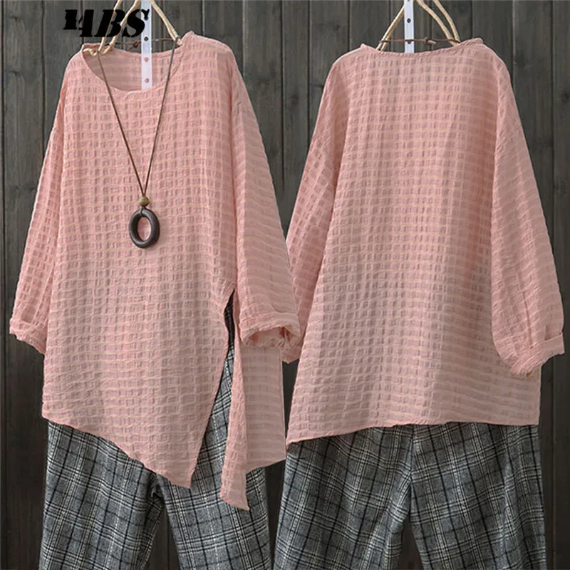 Harajuku Women Shirts Full Sleeve Plaid Split Blouse Plus Size Ladies O Neck Tops Shirt Asymmetric Clothes Autumn Plus Size
Harajuku Women Shirts Full Sleeve Plaid Split Blouse Plus Size Ladies O Neck Tops Shirt Asymmetric Clothes Autumn Plus Size