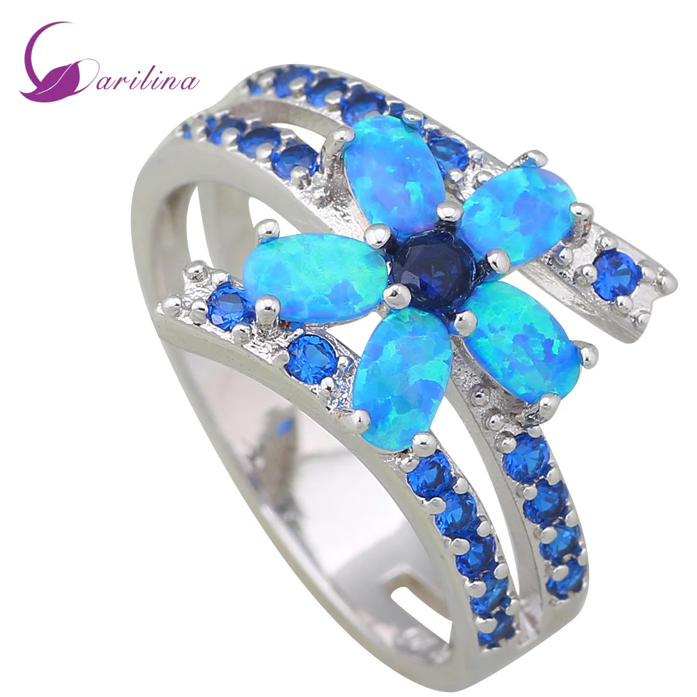 Fashion Blue Fire Opal Silver Color Party Rings For Women Flower Rings Blue Cubic Zirconia Size 5 6 7 8 9 10 R009
Fashion Blue Fire Opal Silver Color Party Rings For Women Flower Rings Blue Cubic Zirconia Size 5 6 7 8 9 10 R009