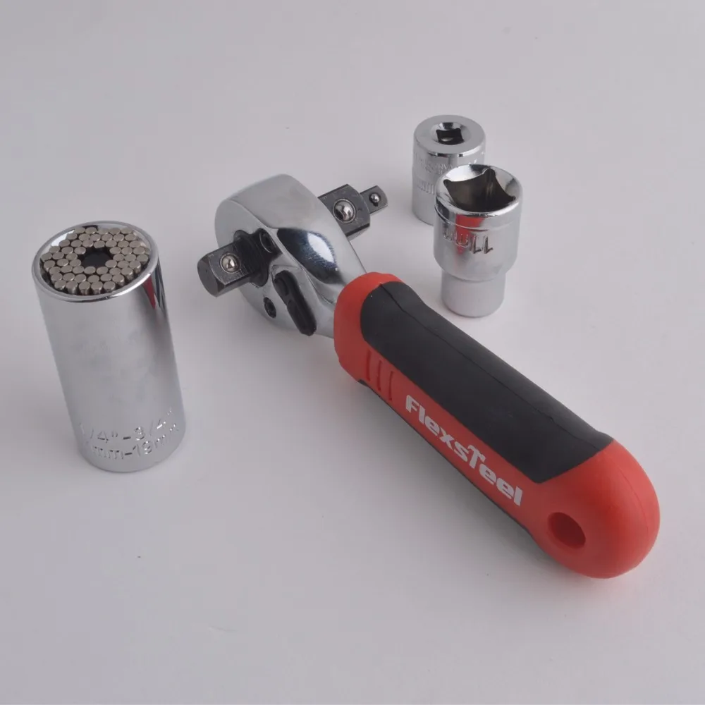Flexsteel 1PC Multifunctional 1/4" & 3/8" & 1/2" Drive 72 Teeth Quick Release Reversible Ratchet Wrench Spanner Ratchet Handle
Flexsteel 1PC Multifunctional 1/4" & 3/8" & 1/2" Drive 72 Teeth Quick Release Reversible Ratchet Wrench Spanner Ratchet Handle