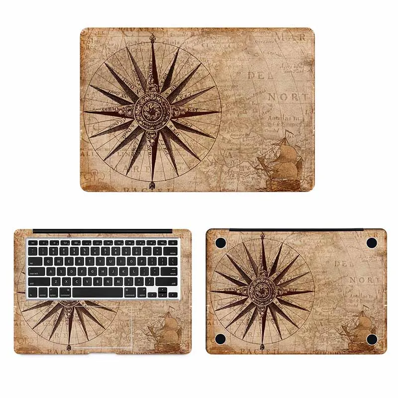 Винтажная наклейка на ноутбук с компасом и картой мира для Macbook Air Retina 11 12 13 15