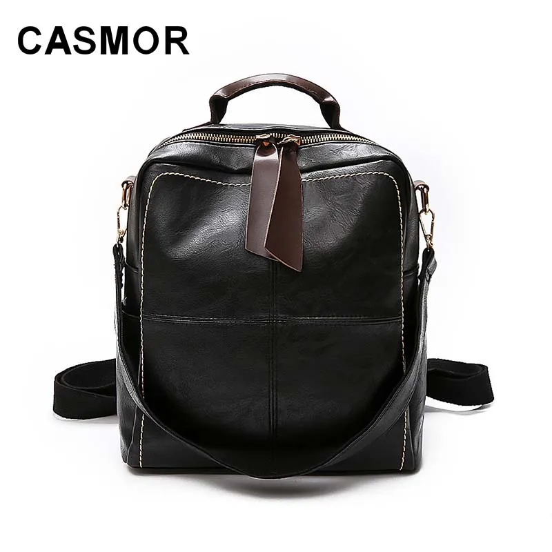 Фото Женский винтажный рюкзак CASMOR вместительный школьный из искусственной кожи для
