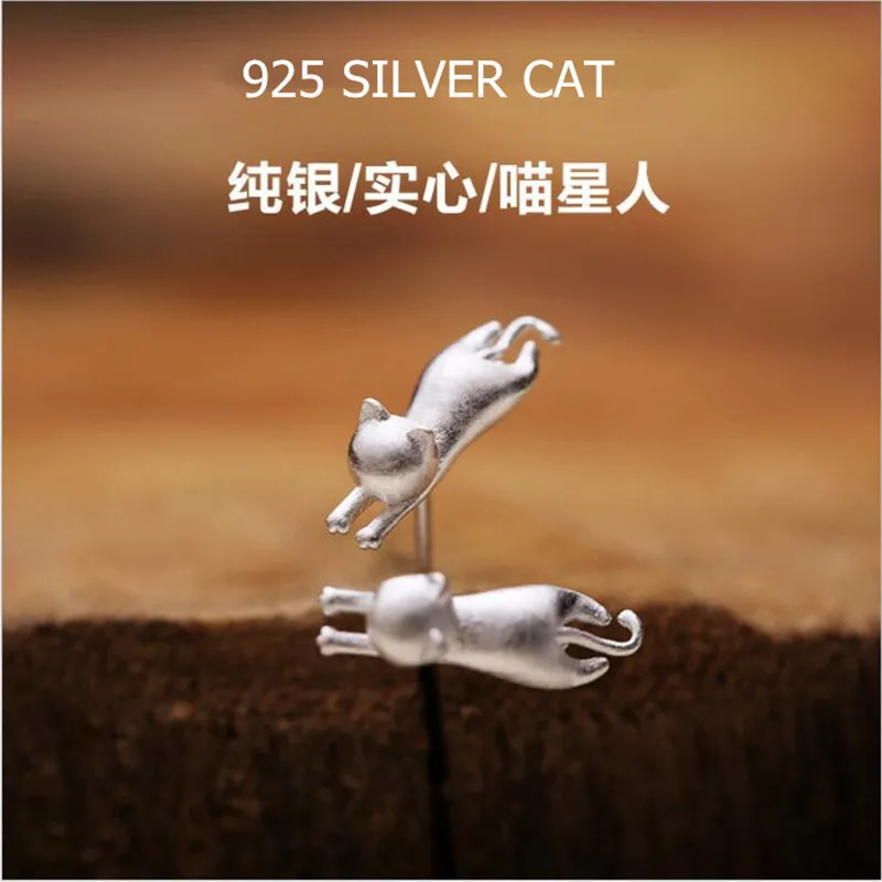 925 Sterling Silver Cute Cat 1.3cm*0.4cm Stud Earrings For Women Girl High Quality Brincos Fashion Jewelry ES102
925 Sterling Silver Cute Cat 1.3cm*0.4cm Stud Earrings For Women Girl High Quality Brincos Fashion Jewelry ES102