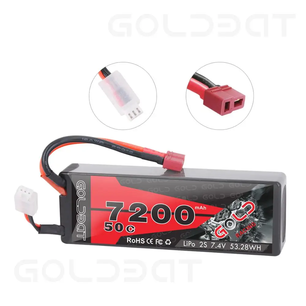 2UNITS GOLDBAT 7200mAh LiPo Battery 2S 50C LiPo Battery for RC lipo with T Plug for RC Car Truck Tank Losi Traxxas Slash Truggy
2UNITS GOLDBAT 7200mAh LiPo Battery 2S 50C LiPo Battery for RC lipo with T Plug for RC Car Truck Tank Losi Traxxas Slash Truggy