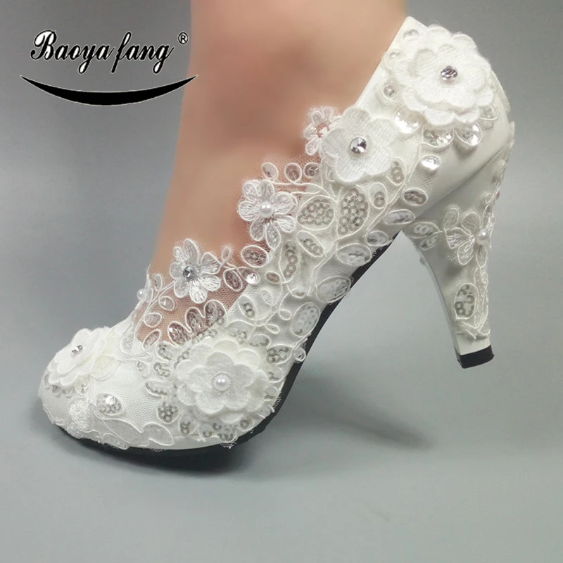 BaoYaFang New arrival White Flower crystal wedding Shoes woman fashion shoes High heel paltform shoes Bride fashion Pumps
BaoYaFang New arrival White Flower crystal wedding Shoes woman fashion shoes High heel paltform shoes Bride fashion Pumps