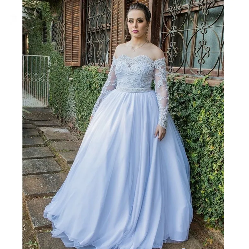 Boat Neck Long Sleeve Wedding Dresses Off the Shoulder Puffy A-Line Appliques Stunning Beaded Luxury Chiffon Wedding Gown
Boat Neck Long Sleeve Wedding Dresses Off the Shoulder Puffy A-Line Appliques Stunning Beaded Luxury Chiffon Wedding Gown