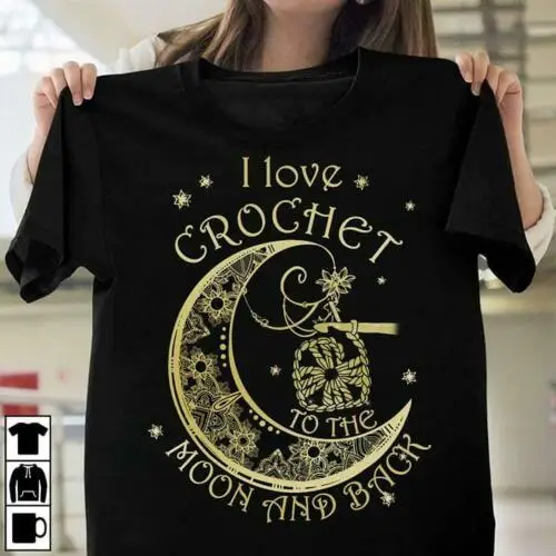 С надписью I Love "кроше" To The Moon и сзади футболка Черная Хлопковая мужская S 6XL US