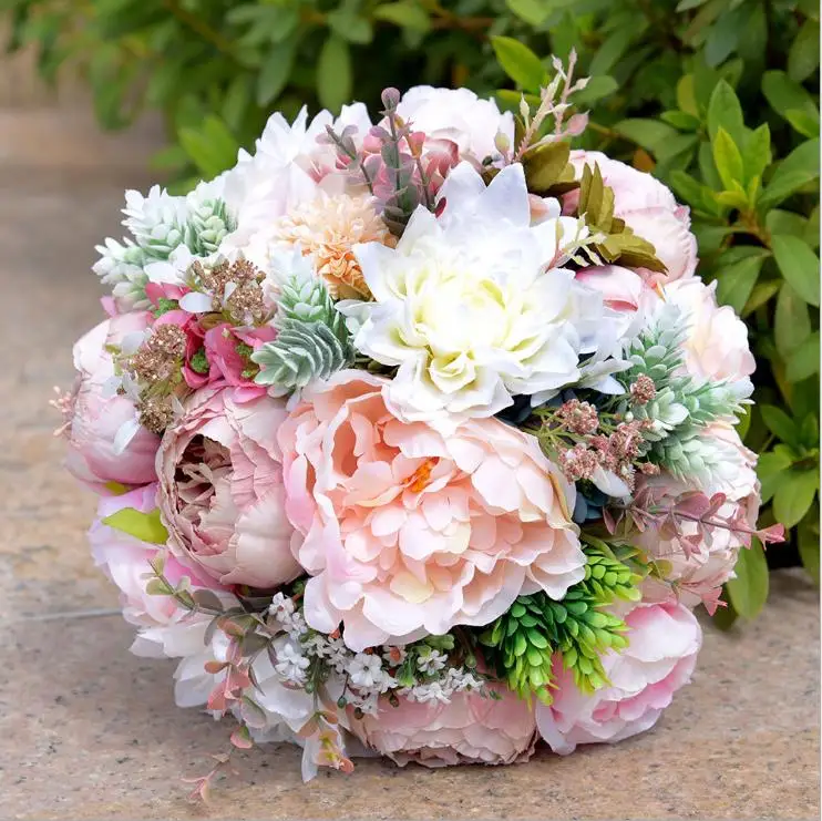 Beautiful Aritificial Flowers Bridal Bouquet Brooch Peony Pink Bridesmaid Bouquet fleurs wedding decoration bruidsboeket 2019
Beautiful Aritificial Flowers Bridal Bouquet Brooch Peony Pink Bridesmaid Bouquet fleurs wedding decoration bruidsboeket 2019