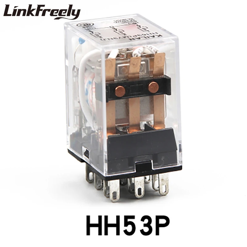 Микроэлектромагнитное Контактное реле катушки HH53P 5A 11 контактов 3NO + 3NC 12 В 24 36 110 220