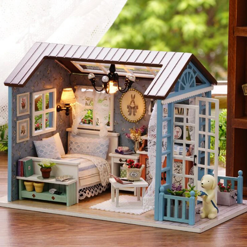

Doll House DIY Miniature Dollhouse Model room box Furnitures Casa De Boneca Dolls Houses Toy Miniature Wooden house poppenhuis