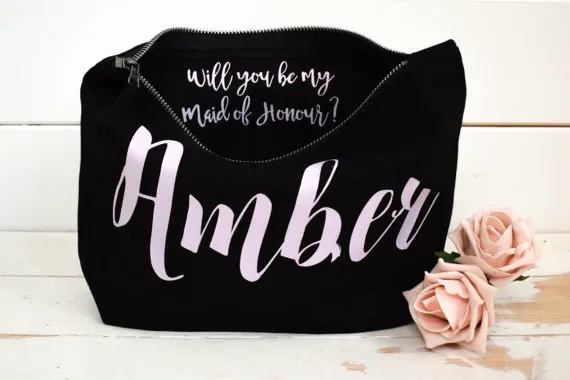 

personalize wedding Make Up bride Bridesmaid maid of honour Makeup Gift comestic Bags kits pouches flower girl birthday presents