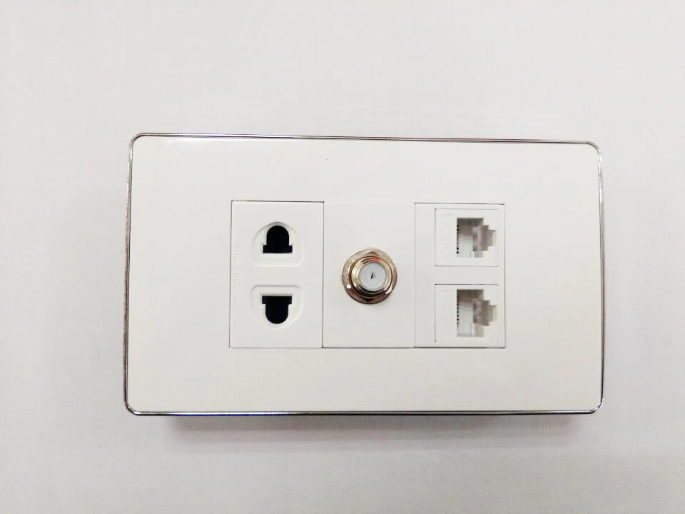 Настенная панель 120 мм, Сетевая розетка RJ45 Cat5e & RJ11 Cat3 & TV & два отверстия, панельная Лицевая панель, розетка
Настенная панель 120 мм, Сетевая розетка RJ45 Cat5e & RJ11 Cat3 & TV & два отверстия, панельная Лицевая панель, розетка
