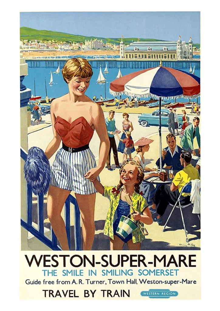 Винтажный постер для путешествий туризма британская железная дорога Weston Super