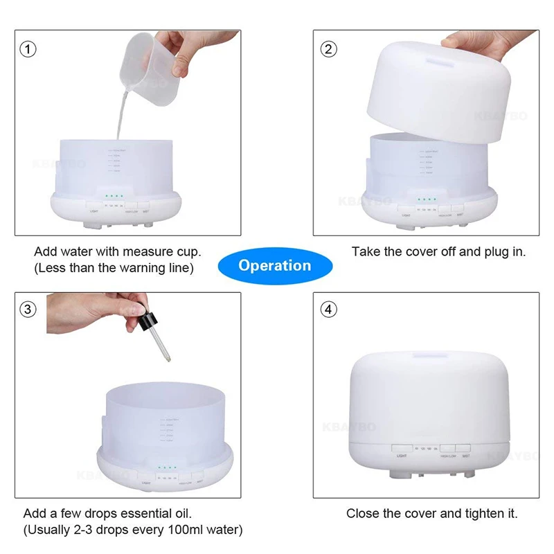 500ML Ultrasonic Air Humidifier with Aromatherapy Essential Oil Diffuser 7 LED Color Changing Lamps 4 Timer Settings
500ML Ultrasonic Air Humidifier with Aromatherapy Essential Oil Diffuser 7 LED Color Changing Lamps 4 Timer Settings
