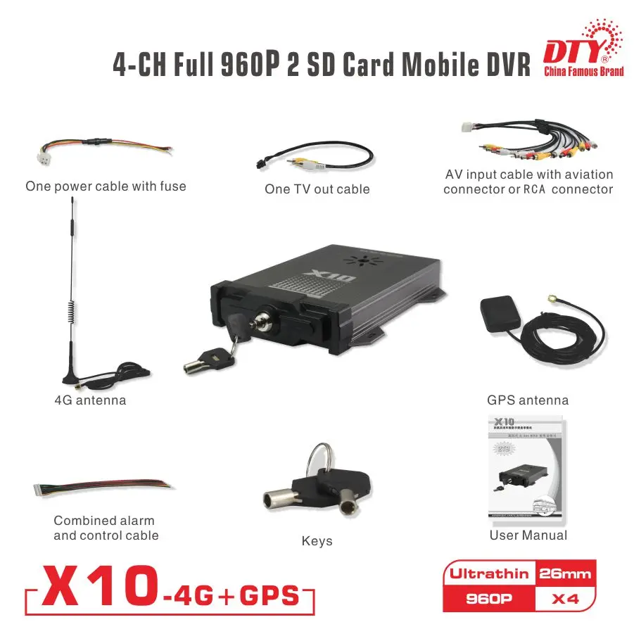 4 pin авиационный разъем мини cms Автобус dvr наблюдения x10s 4G комплект (X10S + AHD камера 5 м