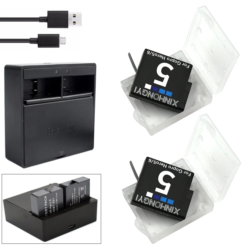 2* Hero7 Hero 5 Hero 6 battery AHDBT-501 Bateria + USB Dual battery box Charger for GoPro 5 Hero5 Hero6 hero 7 action camera
2* Hero7 Hero 5 Hero 6 battery AHDBT-501 Bateria + USB Dual battery box Charger for GoPro 5 Hero5 Hero6 hero 7 action camera