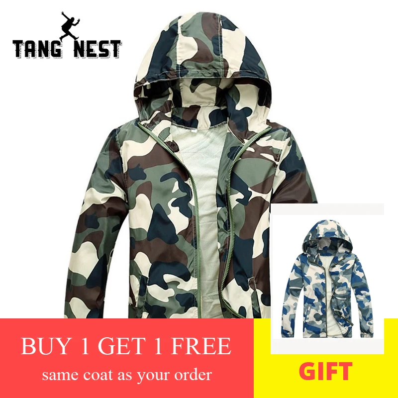 1 + TANGNEST хит продаж 2019 Новая Мужская модная камуфляжная куртка летняя мужская