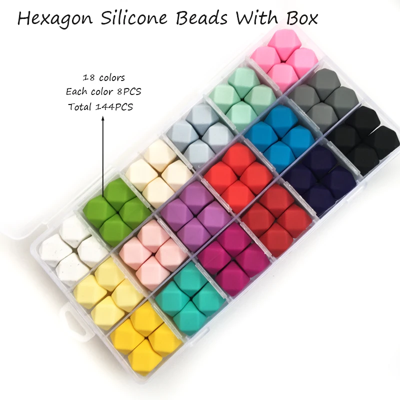 144pcs/lot 17mm Baby Teether Color Silicone Hexagon DIY Chew Beads Pacifier Chain Necklace Toy Chewable Teether Nipple BPA Free
144pcs/lot 17mm Baby Teether Color Silicone Hexagon DIY Chew Beads Pacifier Chain Necklace Toy Chewable Teether Nipple BPA Free