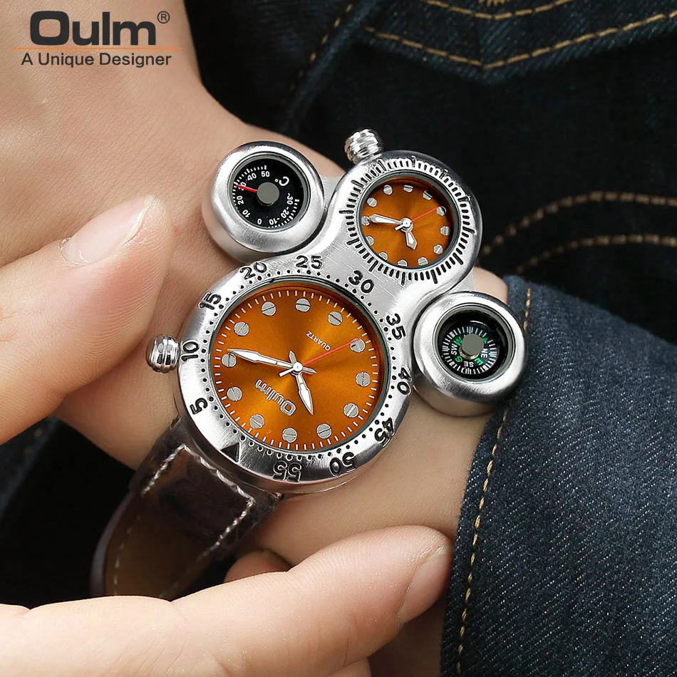 Oulm New Creative Men Watch Top Brand Luxury Double Display Quartz Watches Clock Men Leather Sport Army Military Watches
Oulm New Creative Men Watch Top Brand Luxury Double Display Quartz Watches Clock Men Leather Sport Army Military Watches