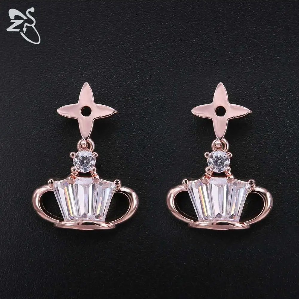 Luxury Hanging Earring Crystal Rose Gold Color Drop Earings Crown Pendant Long Ear Piercing Zircon Stone Women's Jewelry Bijoux
Luxury Hanging Earring Crystal Rose Gold Color Drop Earings Crown Pendant Long Ear Piercing Zircon Stone Women's Jewelry Bijoux