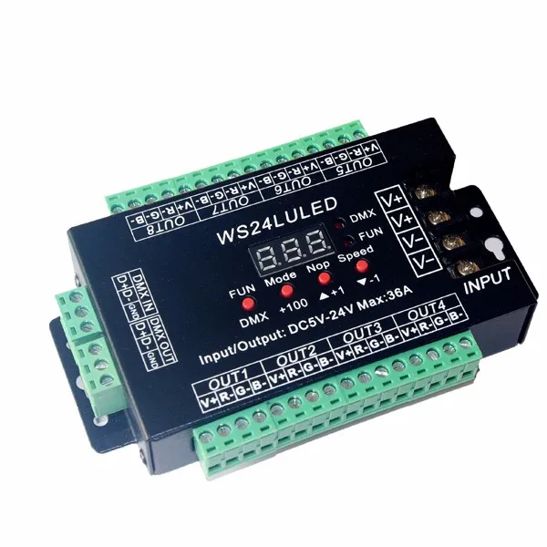 DC5V 24V цифровой дисплей 24CH Easy dmx512 DMX декодер светодиодный диммер на каждый канал