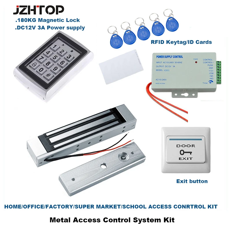 Комплект с металлической системой контроля доступа 12 В 3 А RFID 180 кг | Безопасность