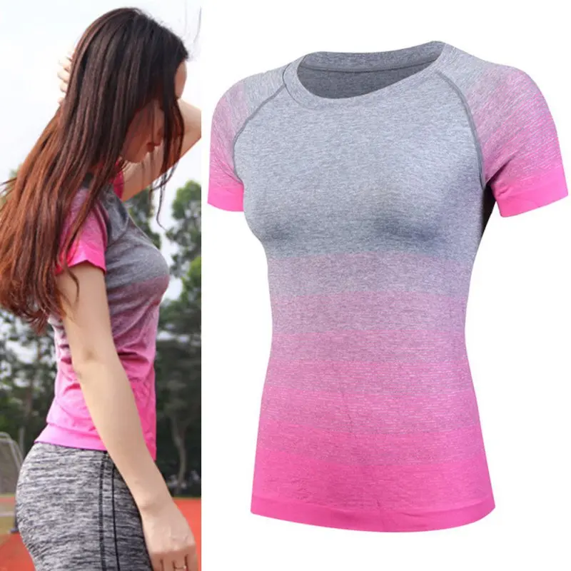 New Gradient Color Women's Quick-drying T-shirt Fitness Yoga Running Training Women's Short-sleeved Clothes
New Gradient Color Women's Quick-drying T-shirt Fitness Yoga Running Training Women's Short-sleeved Clothes