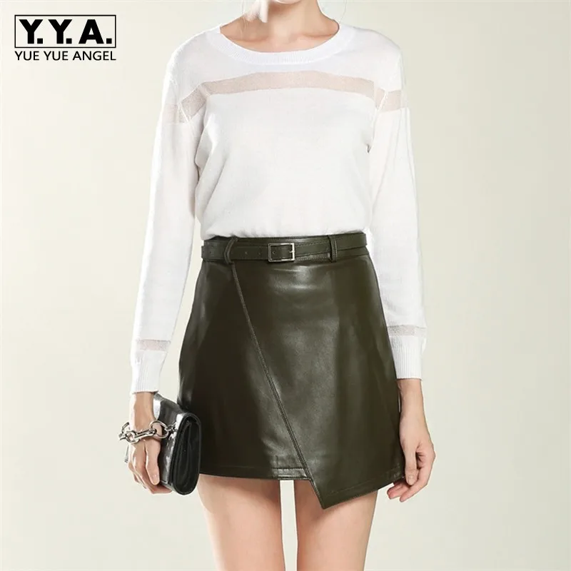 Hot Sexy 100% Sheepskin Leather Mini Skirt Women Wrap High Waist Sashes Slim Fit Office Lady Skirts A-Line Genuine Leather Skirt
Hot Sexy 100% Sheepskin Leather Mini Skirt Women Wrap High Waist Sashes Slim Fit Office Lady Skirts A-Line Genuine Leather Skirt