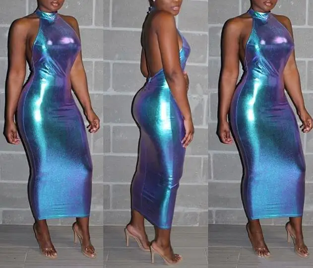 Shiny Metallic Sexy Party Dress Women Summer Halter Backless Sheath Slim Bandage Bodycon Dress Night Club Dress for Women 2022
Shiny Metallic Sexy Party Dress Women Summer Halter Backless Sheath Slim Bandage Bodycon Dress Night Club Dress for Women 2022