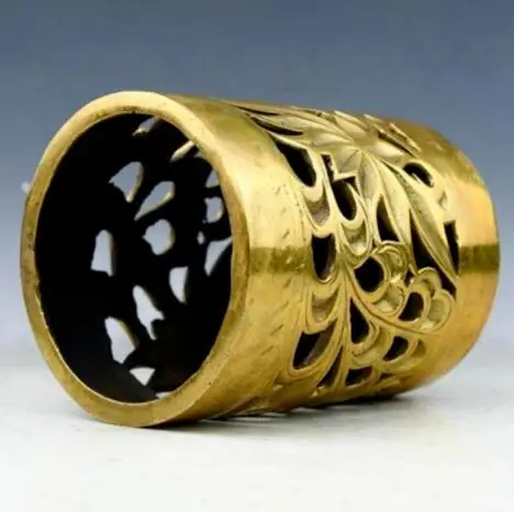 Collectibles Chinese Handmade Brass Statue Lotus Flowers Hollow Out Pen Container Brush Pots Bottle
Collectibles Chinese Handmade Brass Statue Lotus Flowers Hollow Out Pen Container Brush Pots Bottle