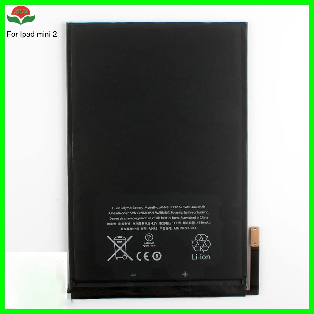 ISUN 2pcs/lot 6471mAh mini2 mini3 battery A1512 for ipad mini 2 Mini 3 A1489 A1490 A1491 A1599 battery for Apple
ISUN 2pcs/lot 6471mAh mini2 mini3 battery A1512 for ipad mini 2 Mini 3 A1489 A1490 A1491 A1599 battery for Apple
