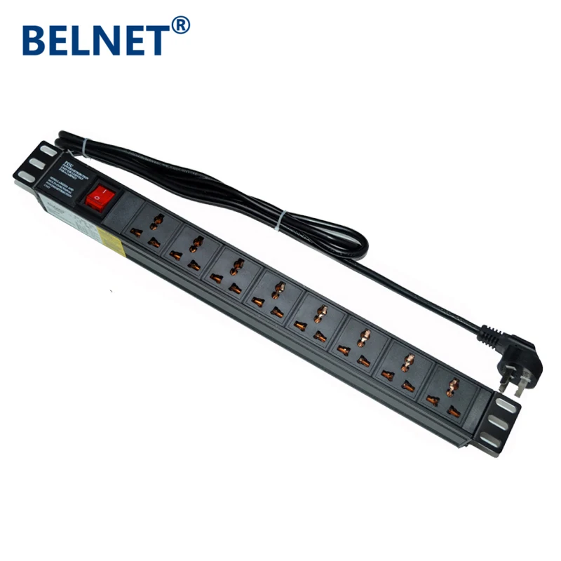 PDU шкаф посвященный 10A 19 "1U 8 единиц двойным разрывом Power Strip медные кабели