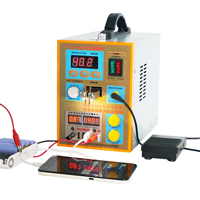 SUNKKO 788H Pulse Spot Welding Machine 1.5kw Spot Welder LED light Lithium Battery Test USB Charging for 18650 Battery Pack Weld
SUNKKO 788H Pulse Spot Welding Machine 1.5kw Spot Welder LED light Lithium Battery Test USB Charging for 18650 Battery Pack Weld