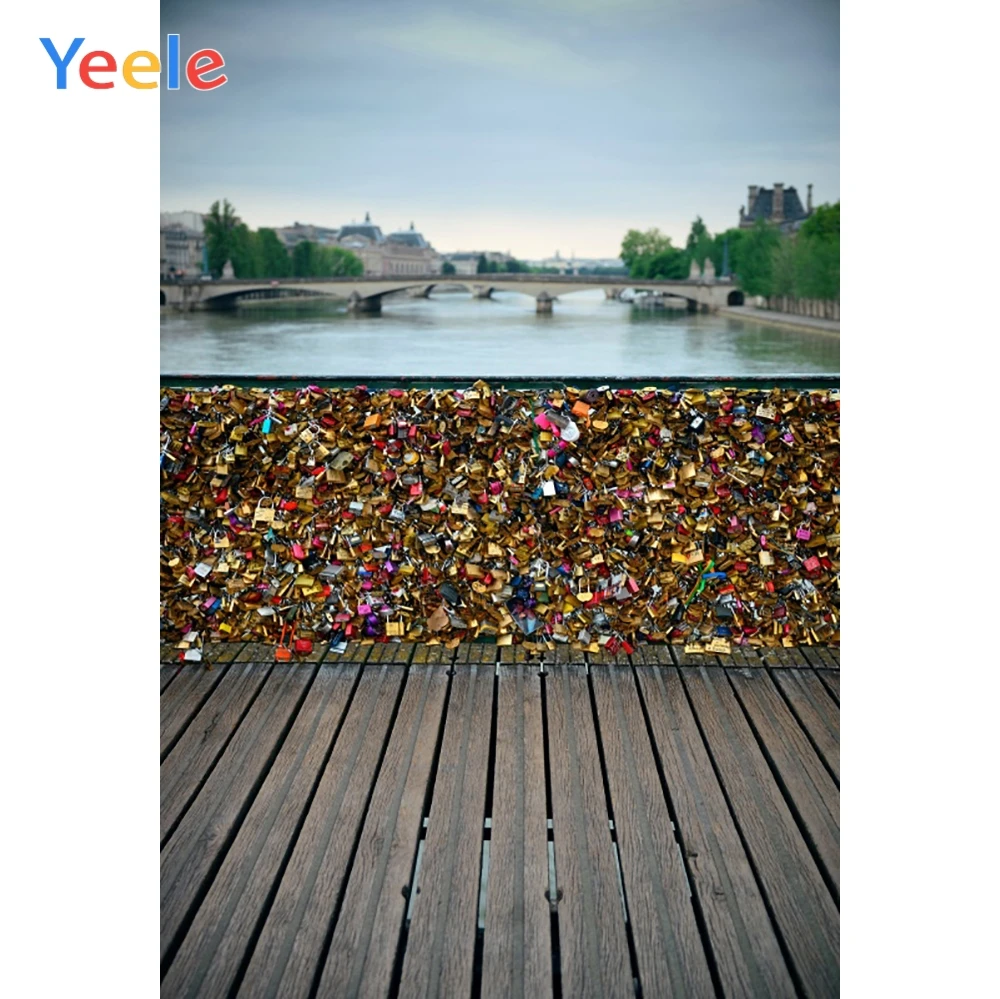Yeele Париж Любовь Замок мост деревянная доска река праздник фотографии фоны