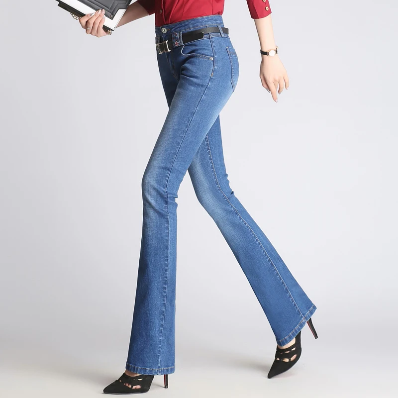 Женские джинсы с высокой талией элегантные облегающие в стиле ретро широкой 2019 |