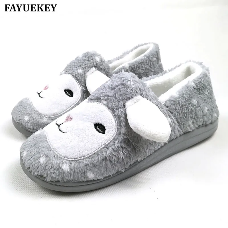 Женские теплые домашние тапочки FAYUEKEY хлопковые плюшевые на плоской подошве с