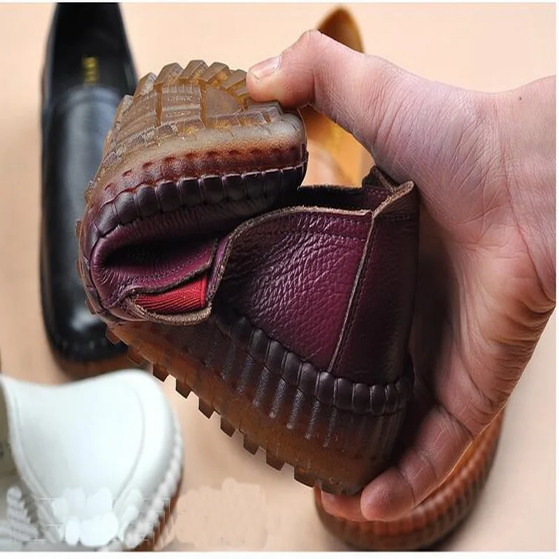 2018 Spring autumn New Fashion Loafers Genuine Leather Soft Casual Flat Shoes Women Handmade Shoesmother shoes | Обувь