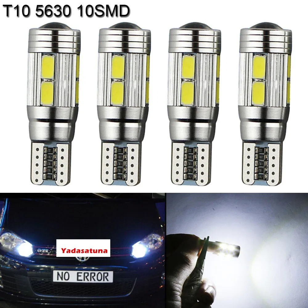 4Pcs/Lot White T10 Wedge 10-SMD 5630 LED Canbus Error Free Parking Lights, License Plate Led Lights,Interior Lights W5W T10
4Pcs/Lot White T10 Wedge 10-SMD 5630 LED Canbus Error Free Parking Lights, License Plate Led Lights,Interior Lights W5W T10